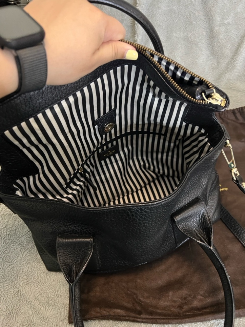 kate spade Black Pebbled Leather Satchel with Gold Hardware - Picture 5 of 6